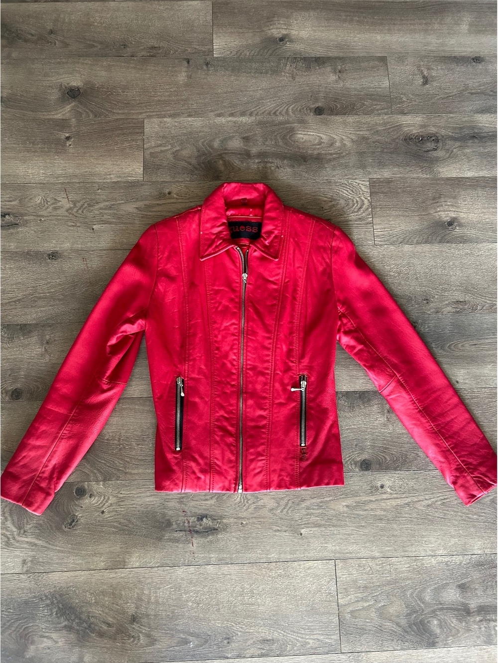Vintage guess women’s red leather jacket size S